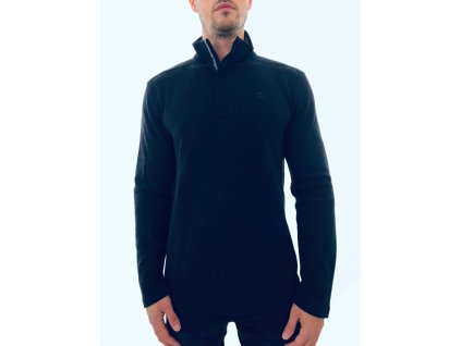 DKNY Logo Black stylová černá mikina s 3/4 zipem a mini logem