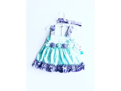 Baby Essentials stylové dětské šatičky, tepláky, kalhotky a čelenka set 4 ks