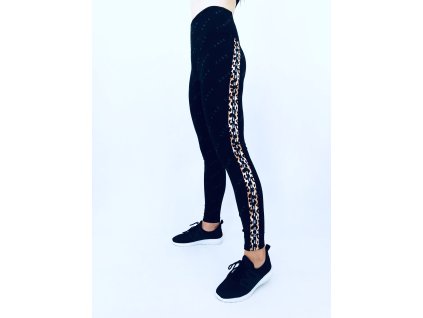 Victoria's Secret PINK Yoga Leopard stylové černé sportovní legíny High Waist