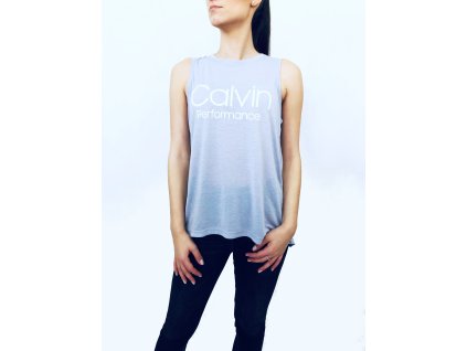 Calvin Klein Performance Wick Grey stylové sportovní tílko s nápisem