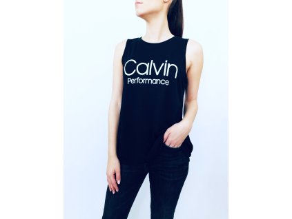 Calvin Klein Performance Wick Black stylové sportovní tílko s nápisem