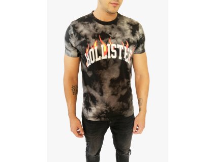 Hollister Flame stylové batikované triko s krátkým rukávem a nápisem