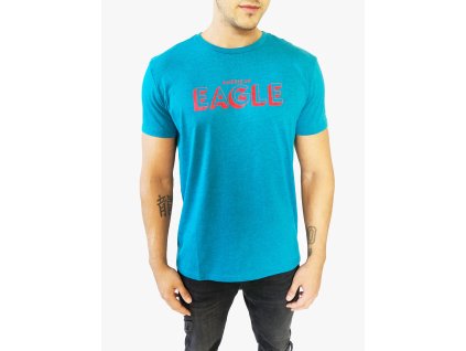 American Eagle Monogram stylové modré triko s krátkým rukávem a nápisem