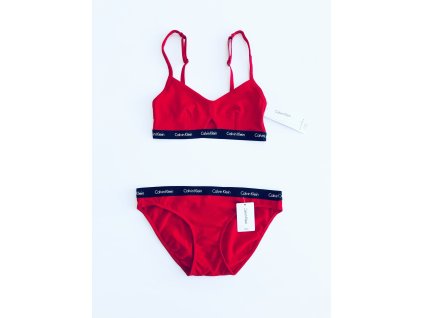 Calvin Klein Crew Royal Red stylová podprsenka Bralette a kalhotky Bikini set 2 ks