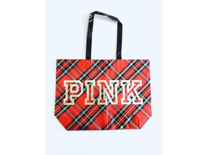 Victoria's Secret PINK Red stylová lesklá taška s nápisem Pink