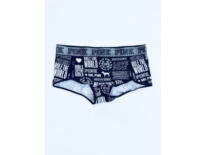 Victoria's Secret PINK Logo Black stylové kalhotky Boyshort