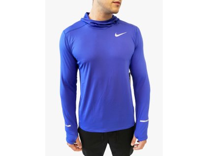 Nike DRI-FIT Running sportovní fialové funkční triko s dlouhým rukávem a kapucí s logem