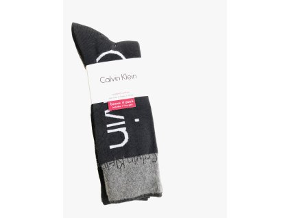 Calvin Klein Crew High Contrast Black stylové vysoké tmavé ponožky s nápisem a motivem 4 páry