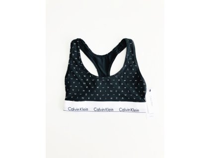 Calvin Klein Logo Sport Black stylová pohodlná sportovní podprsenka Bralette s nápisy po celém obvodu