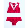 Victoria's Secret PINK Lace Flower Royal Red stylová krajková podprsenka Bralette a Cheekster tanga set 2 ks