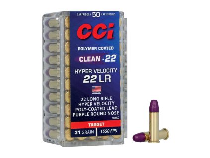 22LR CCI Clean 22 31gr 2,00g Hyper Velocity Poly Coated Purple LRN 50ks 954CC