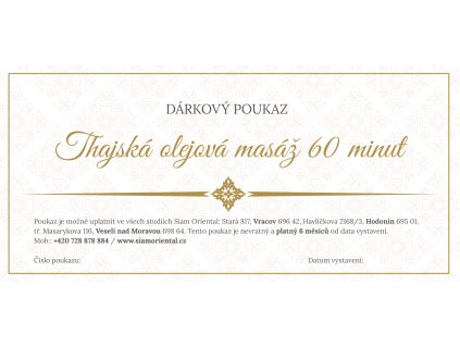 Thajská olejová masáž 60 minut
