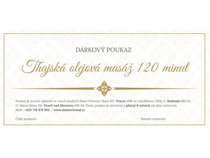 Thajská olejová masáž 120 minut