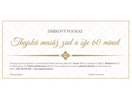 Thajská masáž zad a šíje 60 minut