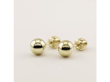 zlaté náušnice guličky 6 mm 14k zo žltého zlata so závitovým zapínaním