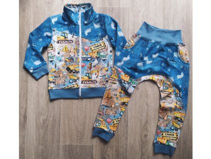 Stavební auta s jeans vel. 104