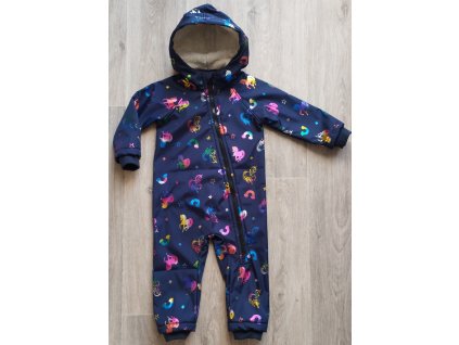 Softshellová kombinéza modrá s lesklými jednorožci vel.80