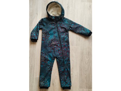 Softshellová kombinéza květiny na zelené vel.86/92