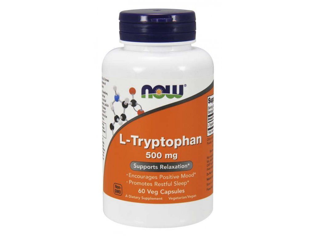 NOW L-Tryptofan 500 mg, 60 rostlinných kapslí