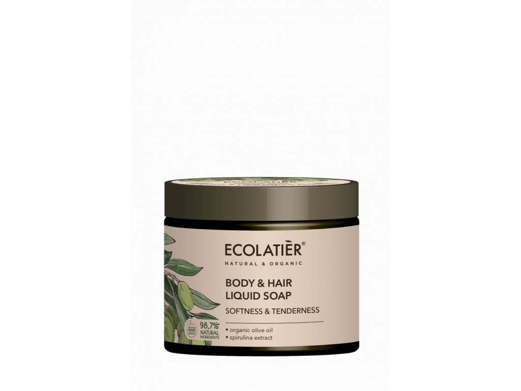 ECOLATIER - Tekuté mýdlo na tělo a vlasy, jemnost a citlivost, OLIVA, 350 ml