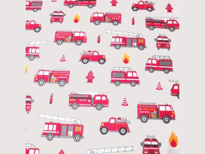 bavlněná látka - hasičská auta