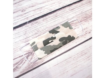 Bavlněná rouška pro náctileté maskáč khaki