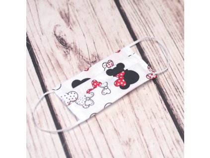 Bavlněná rouška pro náctileté Minnie červená
