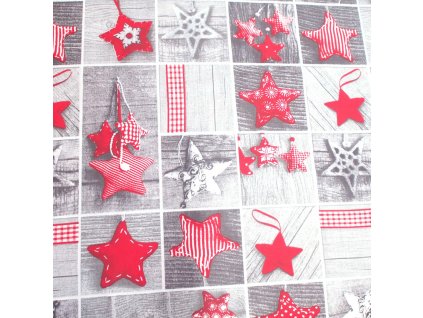 vánoční látka patchwork hvězdy
