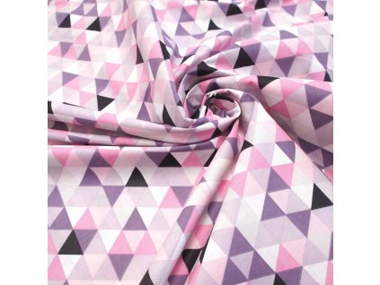 bavlněná látka - trojúhelníky růžové