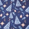 vánoční látka - stromky na modré