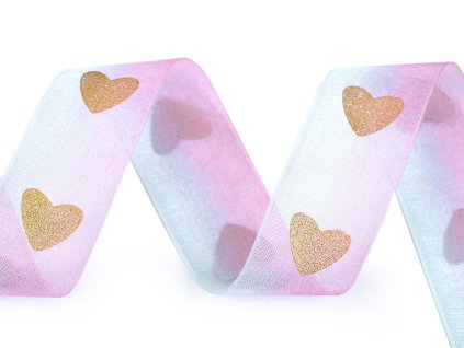 Monofilová stuha srdce, hviezda šírka 28 mm (Farba 1 modrá svetlá - ružová)