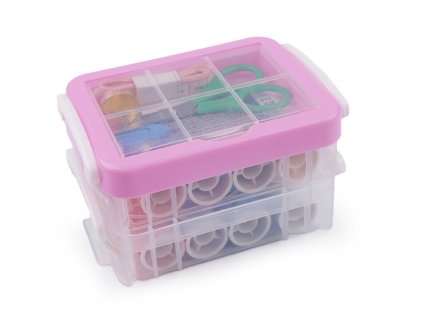 Súprava na šitie v boxe dvojposchodová (Farba Ružová)