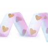 Monofilová stuha srdce, hviezda šírka 28 mm (Farba 1 modrá svetlá - ružová)