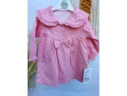 Dívčí manšestrové šaty s límečkem růžové
