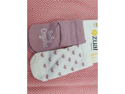 Ponožky 12-18měsíců s příměsí elastanu-růžové srdíčka
