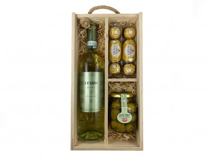 darčeková krabička soave  biele vino talianske víno olivy