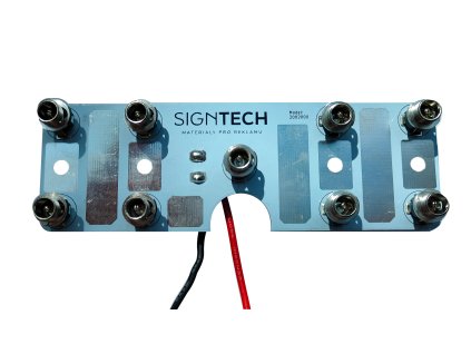 PCB rozdělovač pro DC konektory | 9 x 2,1/5,5 | 134x44 mm