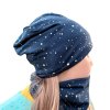 jarní čepice pro holky modrá s puntíky