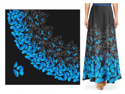 panel silky modry motyl dlouha pulkolova sukne