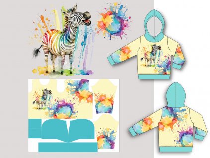 vysmata zebra panel mikina s kapuci funkcni teplakovina pocesana