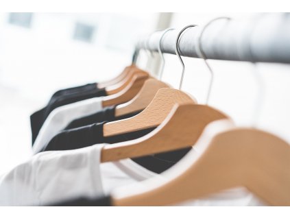 wooden t shirt hangers in fashion apparel store 2 picjumbo com