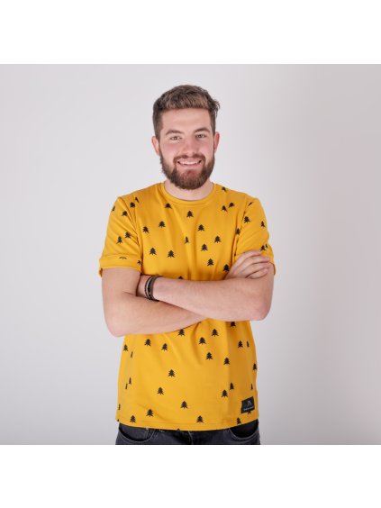 Pánské hořčicové tričko les (Velikost M)