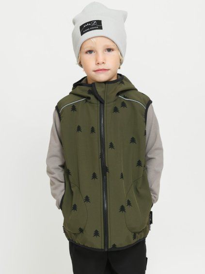 Dětská khaki softshell vesta LES