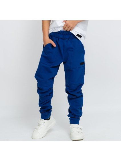 Vyladěné modré počesané tepláky (Velikost 98/104)