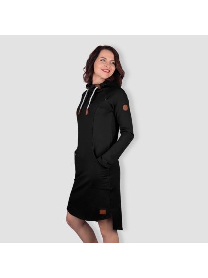 Černé kojicí mikinošaty (Velikost 40/42)