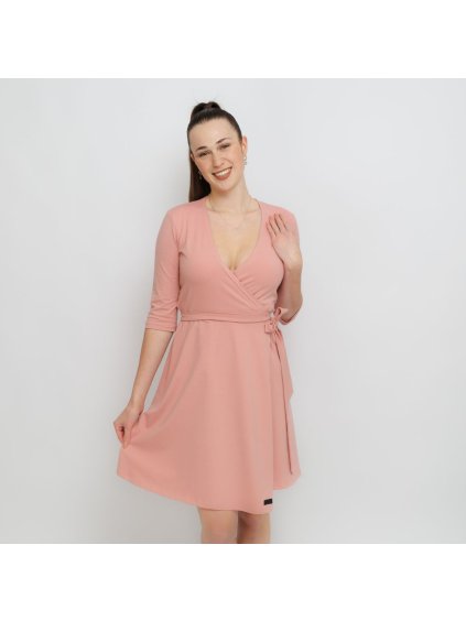 Pudrové zavinovací šaty (Velikost M)