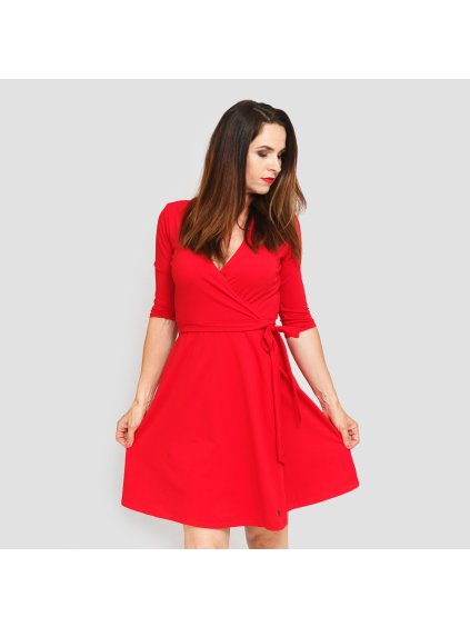 Červené zavinovací šaty (Velikost M)