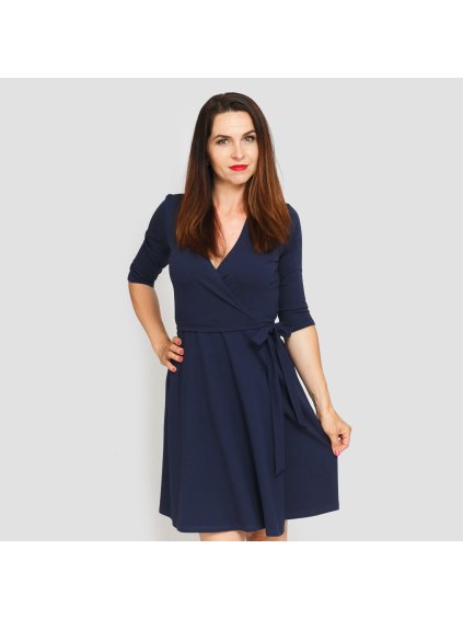 Navy zavinovací šaty (Velikost M)