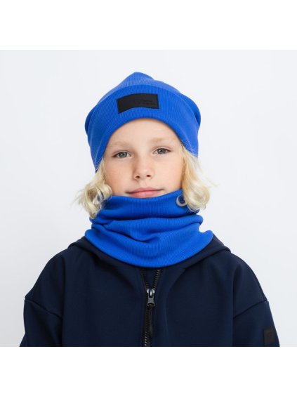 Modrá žebrovaná čepice (Velikost M)