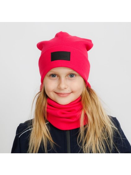 Fuchsiová žebrovaná čepice (Velikost L)